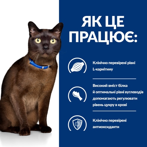 Сухий корм для котів m/d Diabetes Care зниження ваги та нормалізація рівня цукру, з куркою Як це працює?